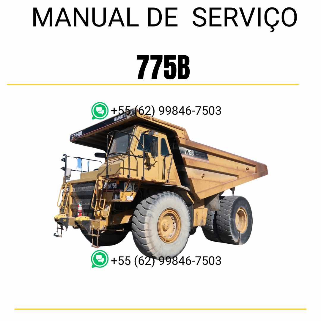 Manual de serviço Caterpillar 775B caminhão de pedreira em PDF inglês, guia técnico completo para diagnósticos, reparos e manutenção preventiva