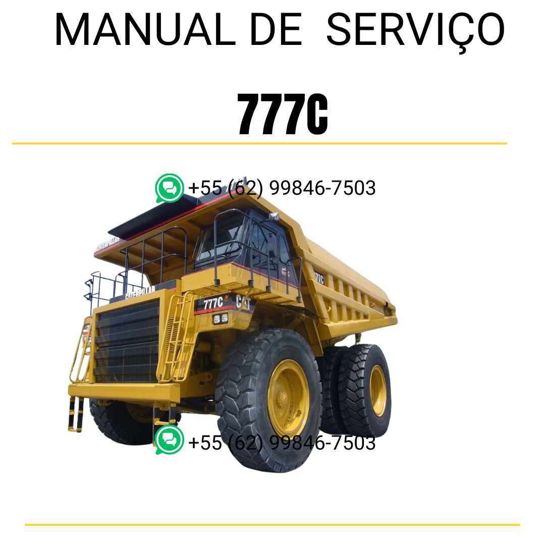 Manual de serviço Caterpillar 777C caminhão fora de estrada em PDF inglês, material técnico detalhado para diagnósticos, manutenção e reparos