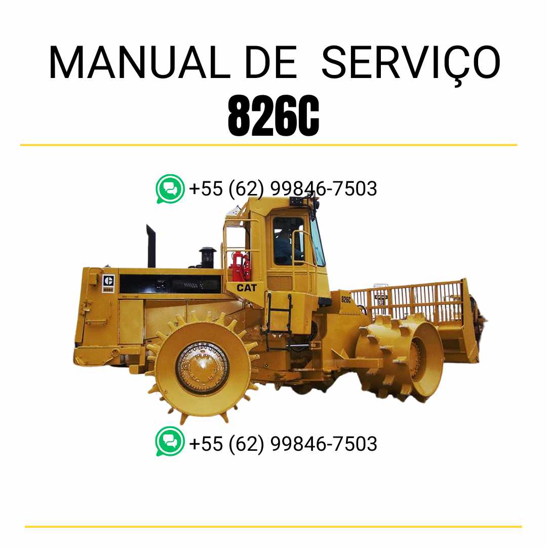 Manual de serviço Caterpillar 826C compactador de aterro em inglês em PDF com instruções de manutenção, reparo e ajustes técnicos completos