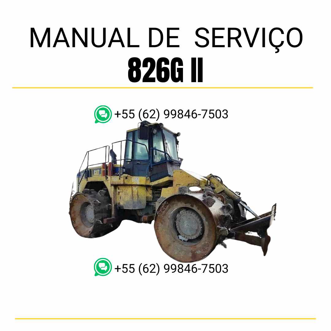 Manual de serviço Caterpillar 826G II compactador de aterro em inglês em PDF com guia completo de manutenção, reparos técnicos e ajustes operacionais