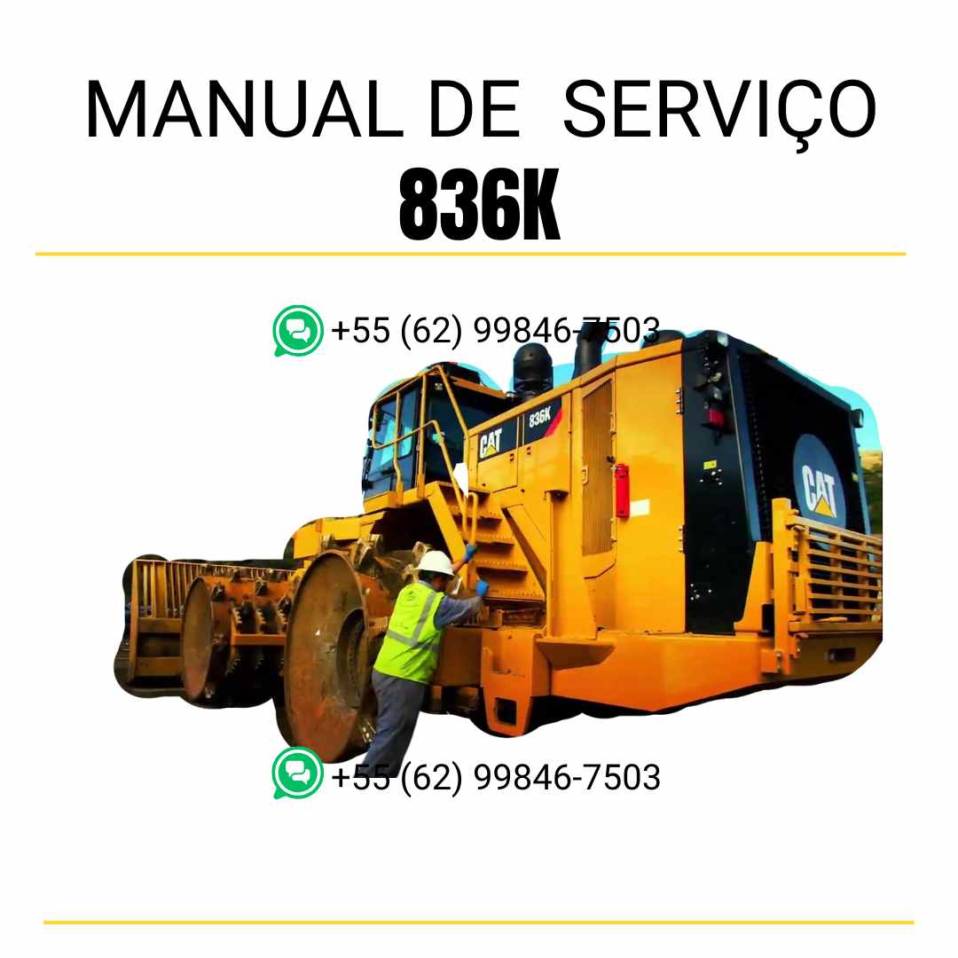 Manual de serviço em PDF do compactador de aterro Caterpillar 836K em inglês com instruções técnicas completas para manutenção e reparos