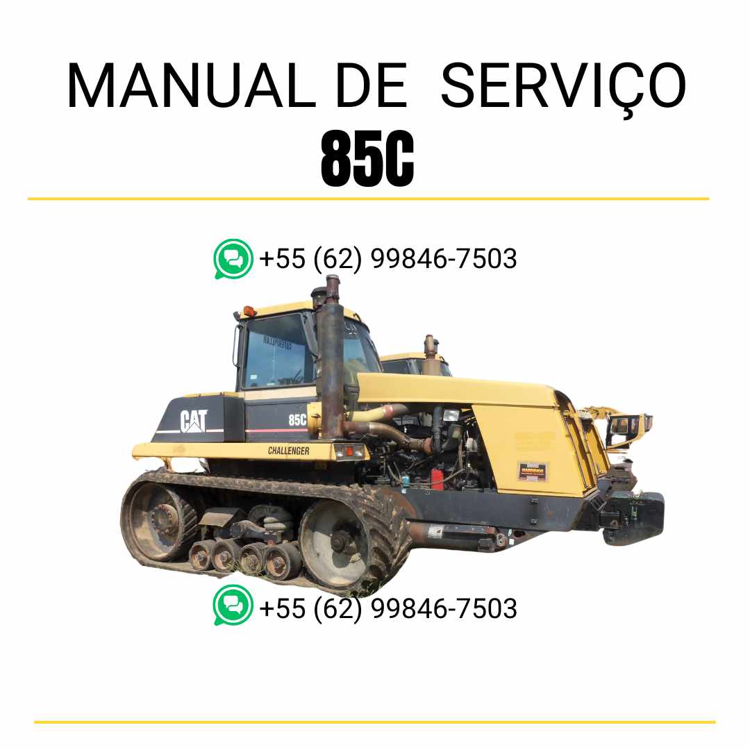 Manual de serviço Caterpillar 85C Challenger em PDF para trator agrícola, conteúdo em inglês com instruções técnicas detalhadas de manutenção