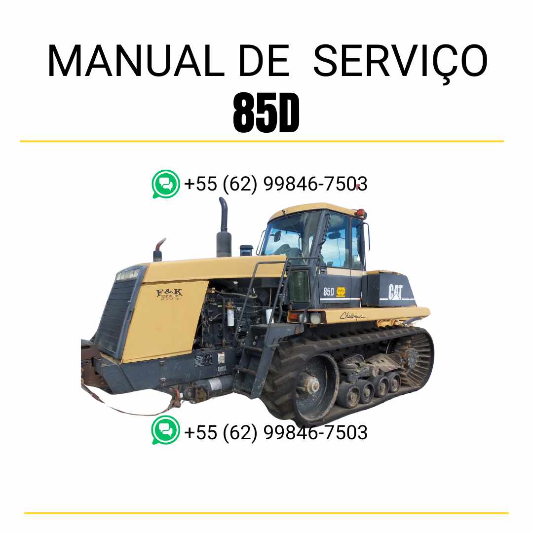 Manual de serviço Caterpillar 85D Challenger em PDF para trator agrícola, material em inglês com orientações técnicas completas de manutenção