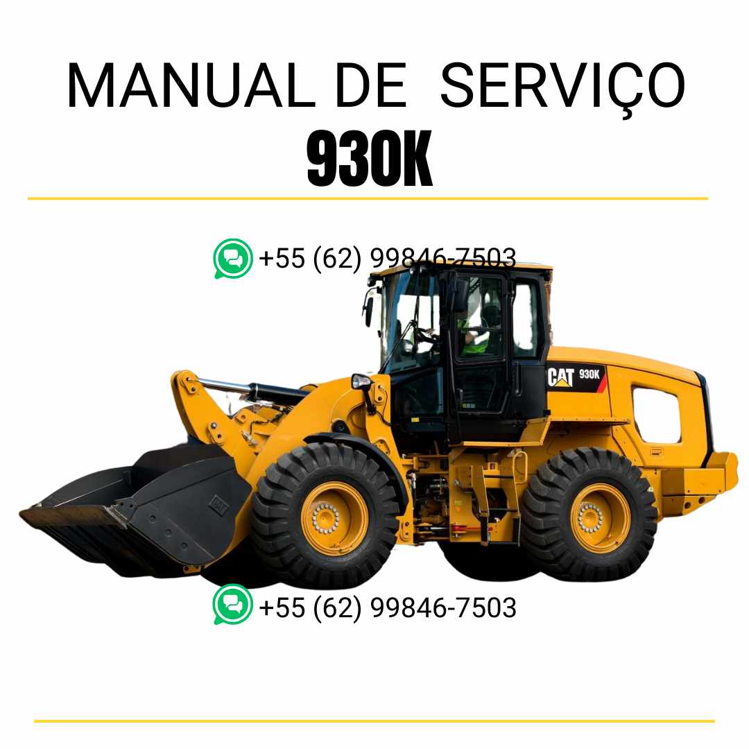 Manual de serviço Caterpillar 930K em PDF para carregadeira de rodas, guia completo com instruções detalhadas de manutenção, diagnóstico e reparo técnico