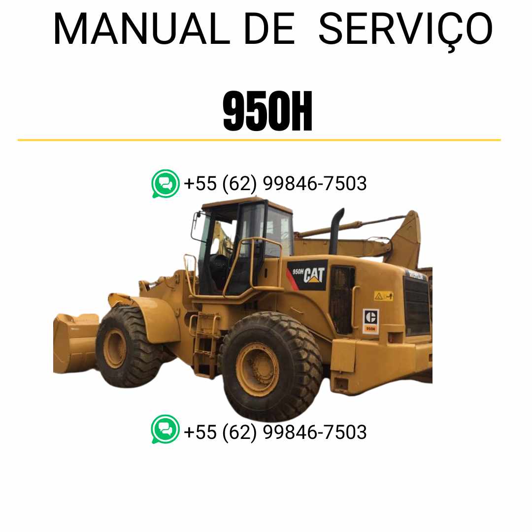 Manual de serviço Caterpillar 950H em PDF para carregadeira de rodas, guia completo com instruções detalhadas de manutenção, diagnóstico e reparo técnico