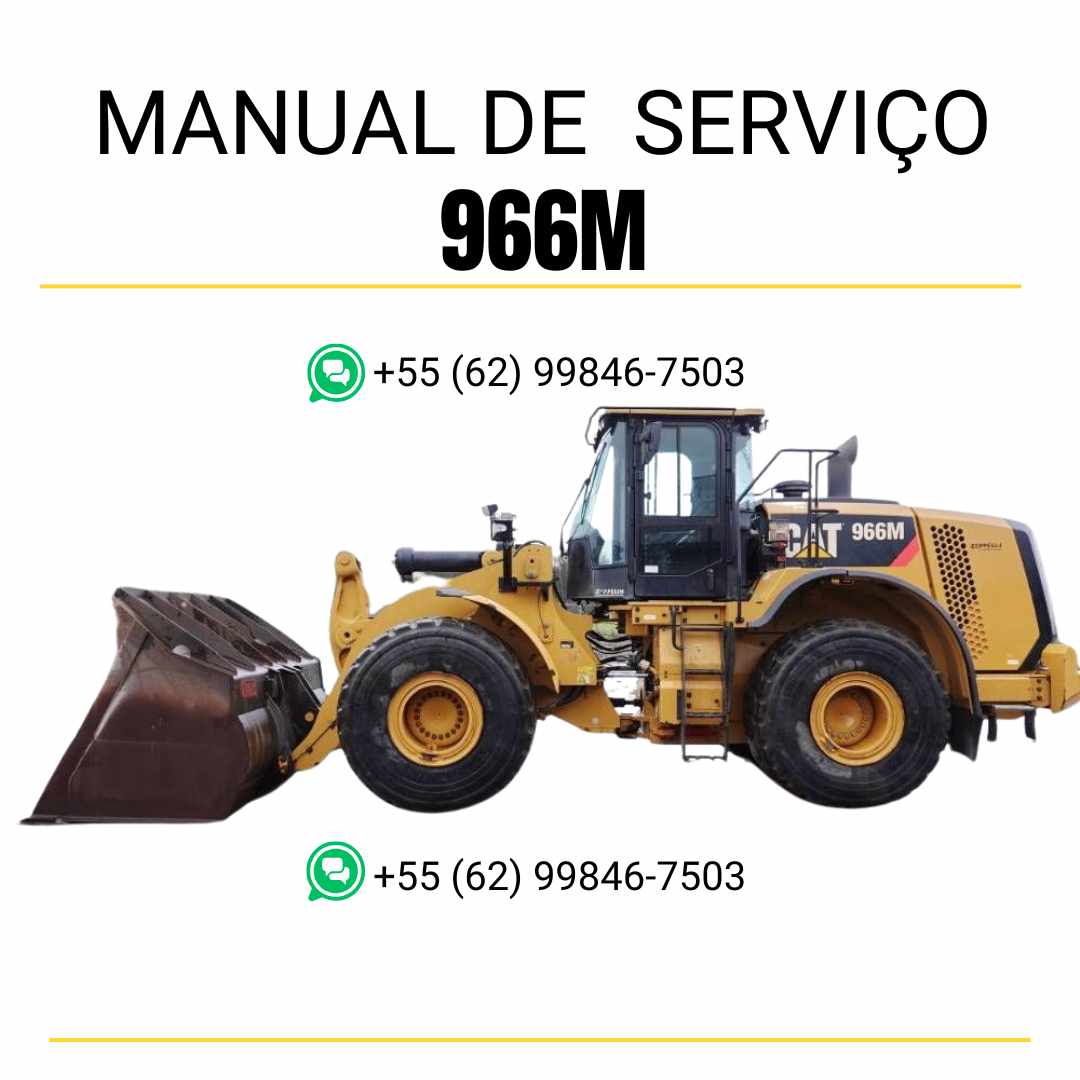 Manual de serviço Caterpillar 966M em PDF para carregadeira de rodas, guia técnico completo com instruções detalhadas de manutenção, reparos e diagnósticos