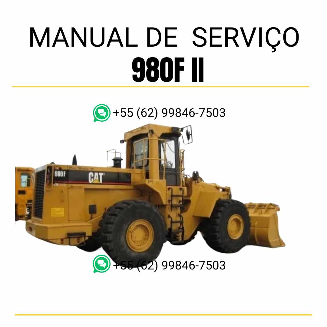Manual de serviço Caterpillar 980F II em PDF para carregadeira de rodas, guia técnico completo com instruções detalhadas de manutenção e reparo
