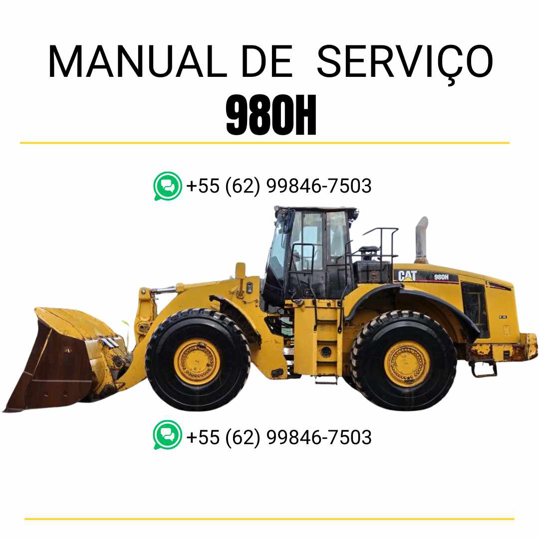 Manual de serviço Caterpillar 980H em PDF para carregadeira de rodas, guia completo com instruções de manutenção preventiva, reparo e diagnóstico técnico