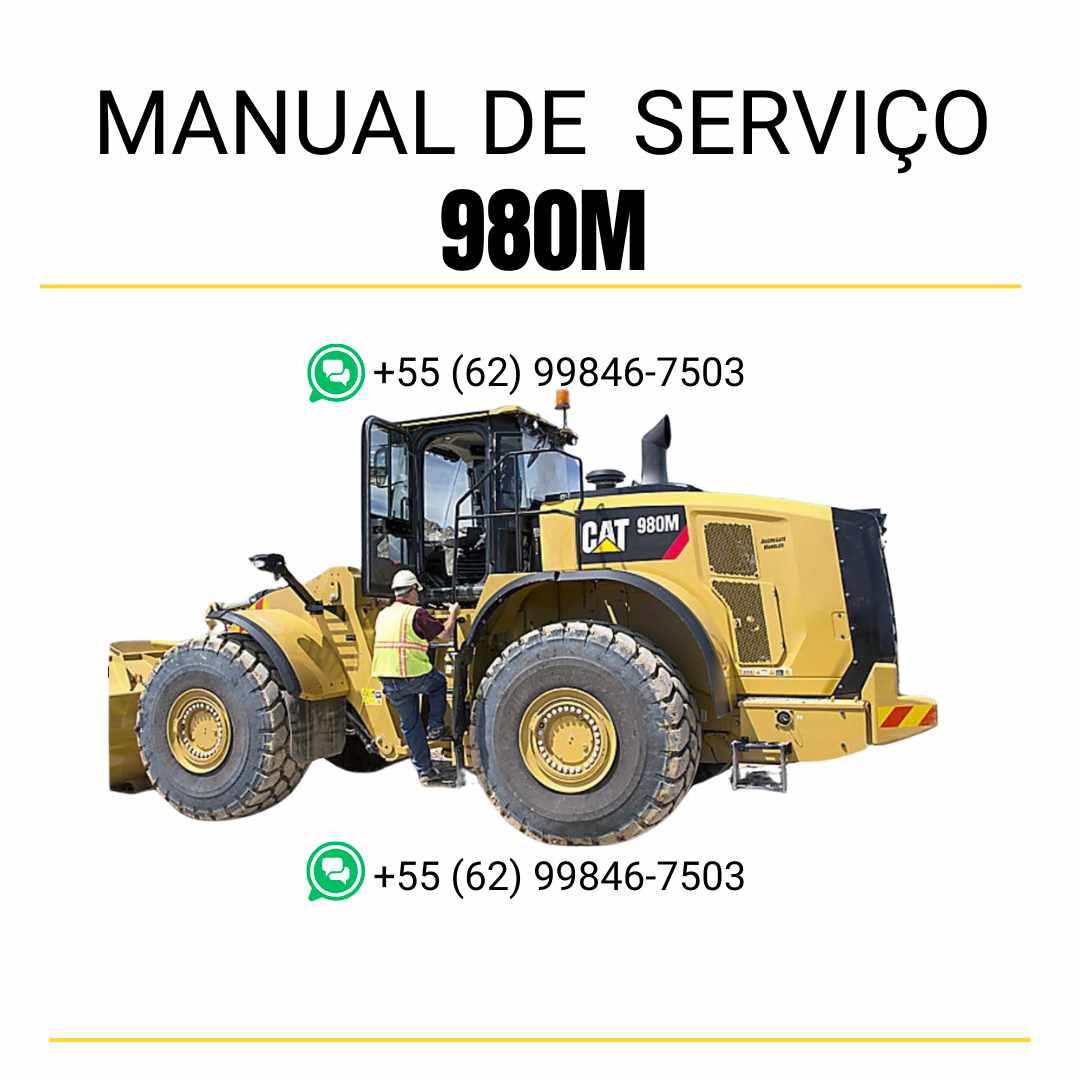 Manual de serviço Caterpillar 980M em PDF para carregadeira de rodas, guia completo com instruções técnicas de manutenção, reparos e diagnósticos