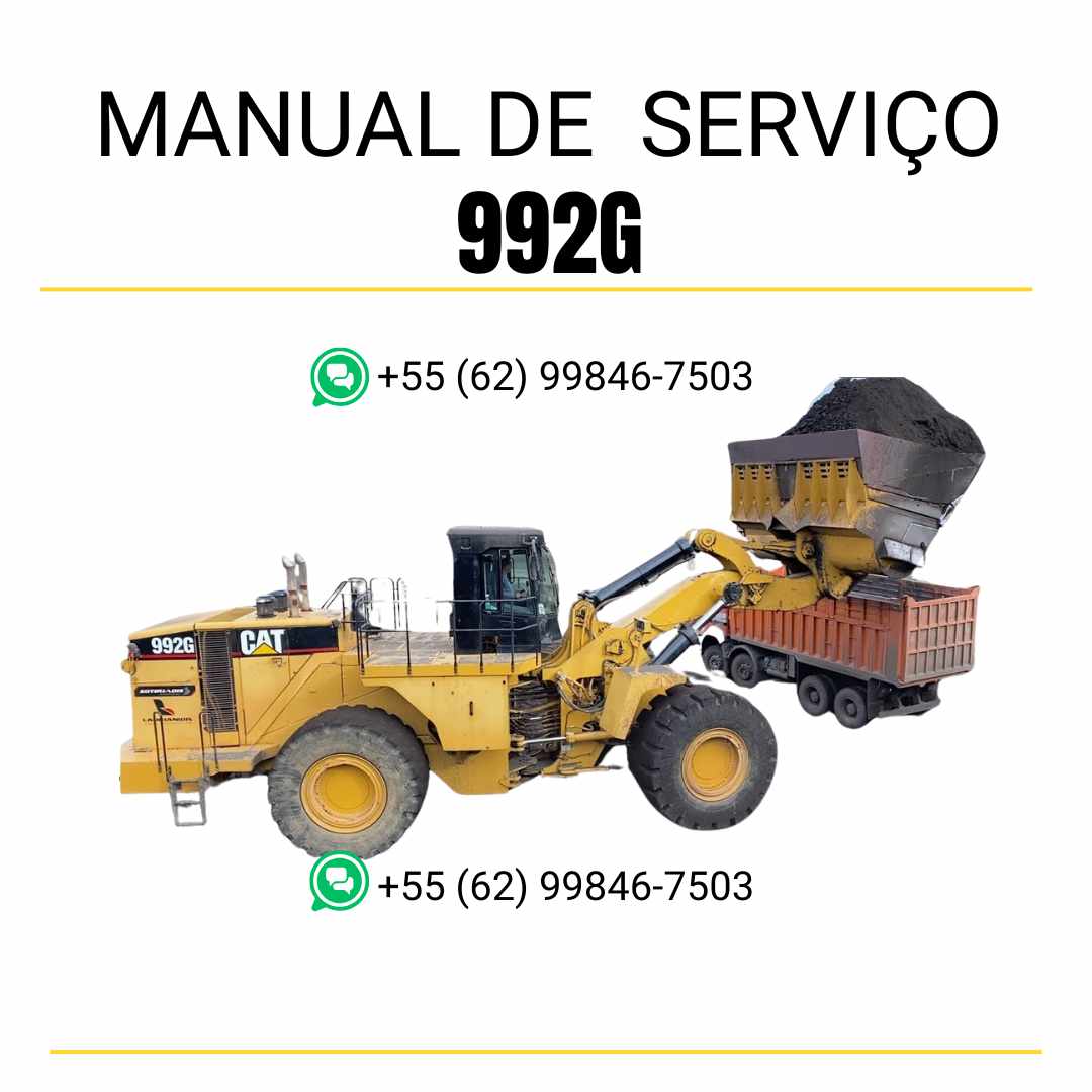 Manual de serviço Caterpillar 992G em PDF para carregadeira de rodas, com orientações detalhadas de diagnóstico, reparo e manutenção técnica
