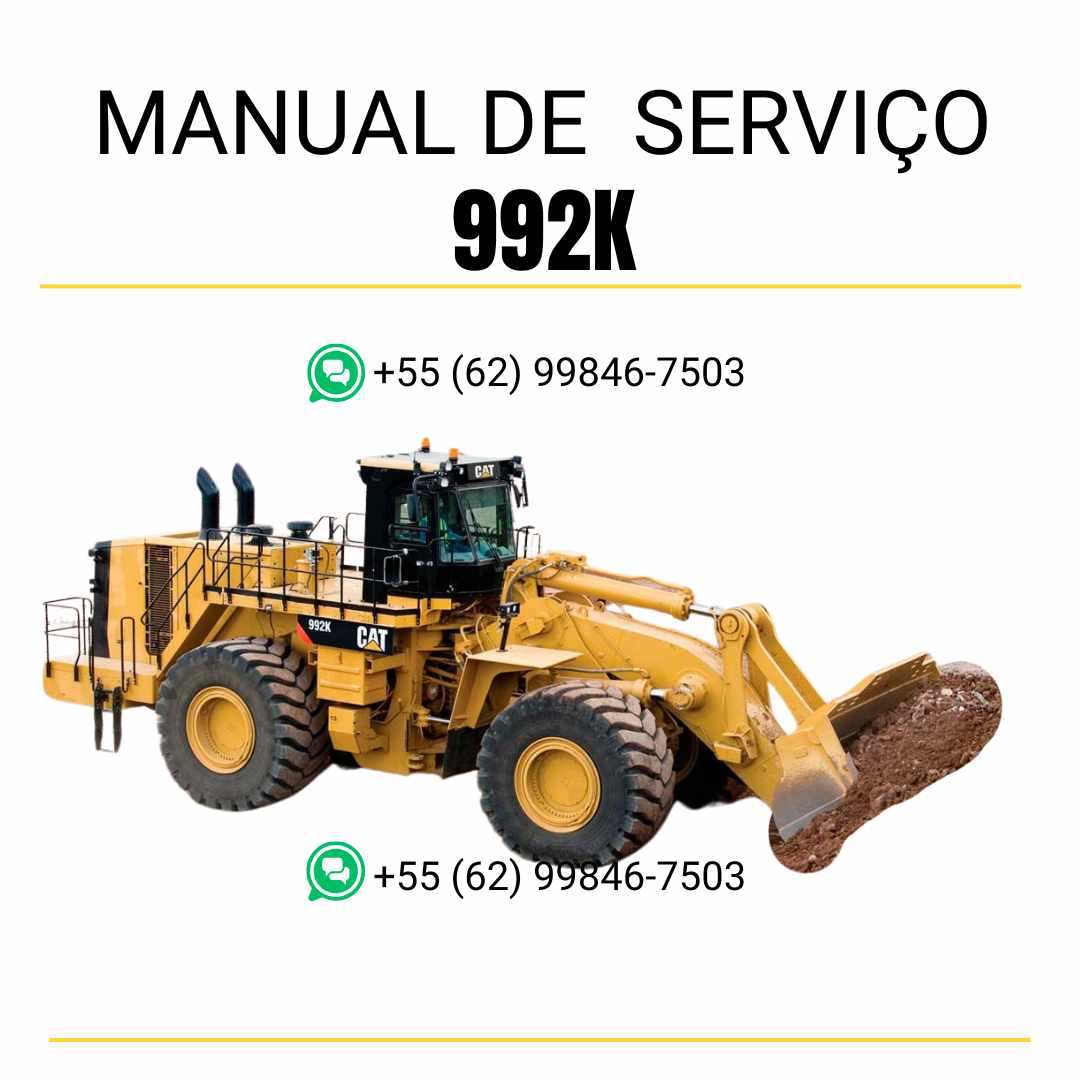 Manual de serviço Caterpillar 992K em PDF para carregadeira de rodas, com instruções completas de reparo, ajustes técnicos e manutenção preventiva
