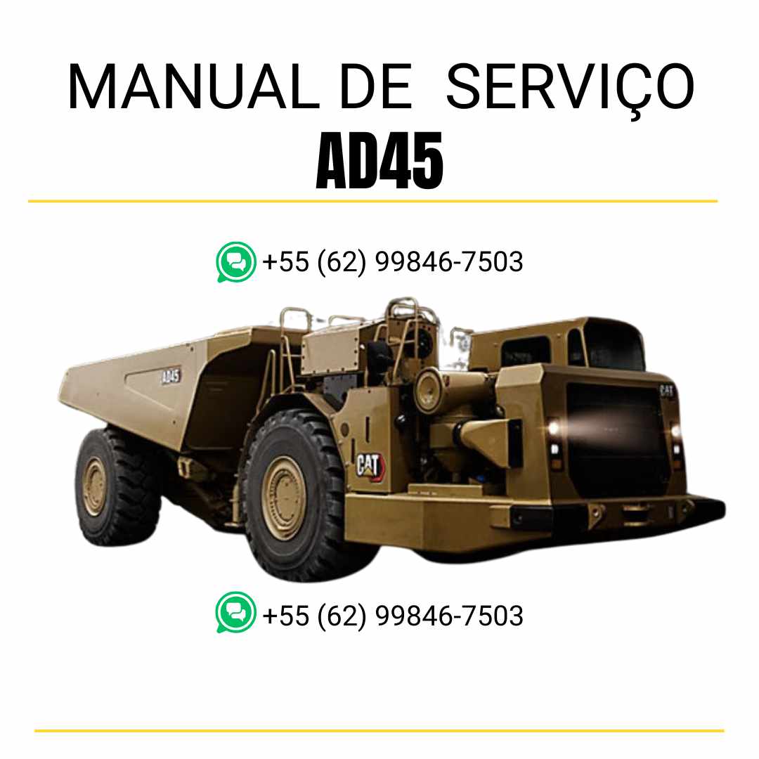 Manual de serviço Caterpillar AD45 caminhão articulado subterrâneo em inglês, guia completo de manutenção com instruções técnicas em PDF