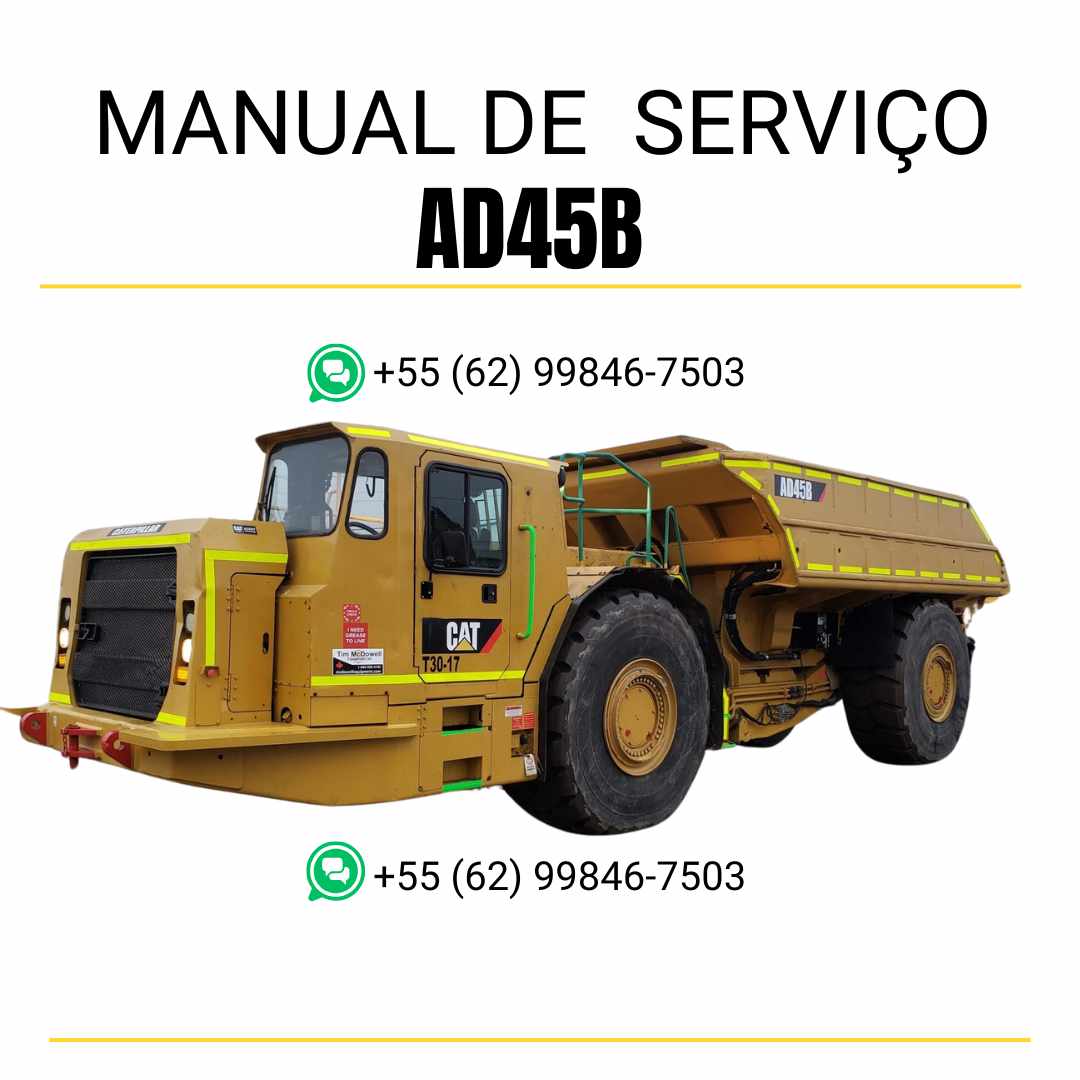 Manual de serviço Caterpillar AD45B caminhão articulado subterrâneo em inglês, guia técnico ilustrado de manutenção e reparo em PDF