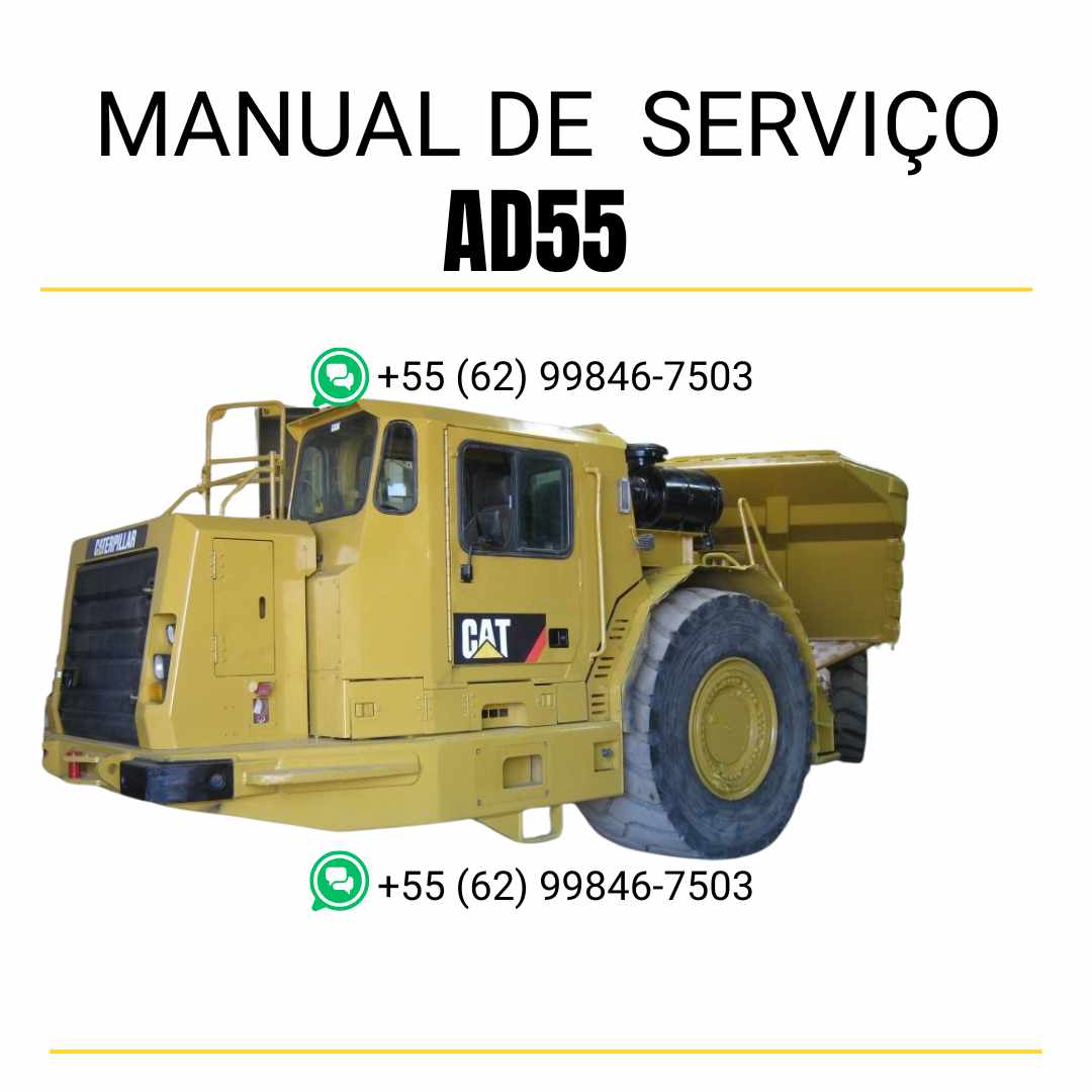 Manual de serviço Caterpillar AD55 caminhão articulado subterrâneo em inglês, guia completo com instruções de manutenção e reparos em PDF