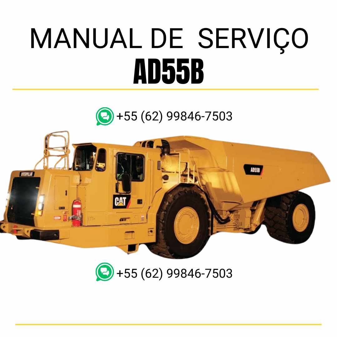 Manual de serviço Caterpillar AD55B caminhão articulado subterrâneo em inglês, guia técnico completo de manutenção e reparo em PDF