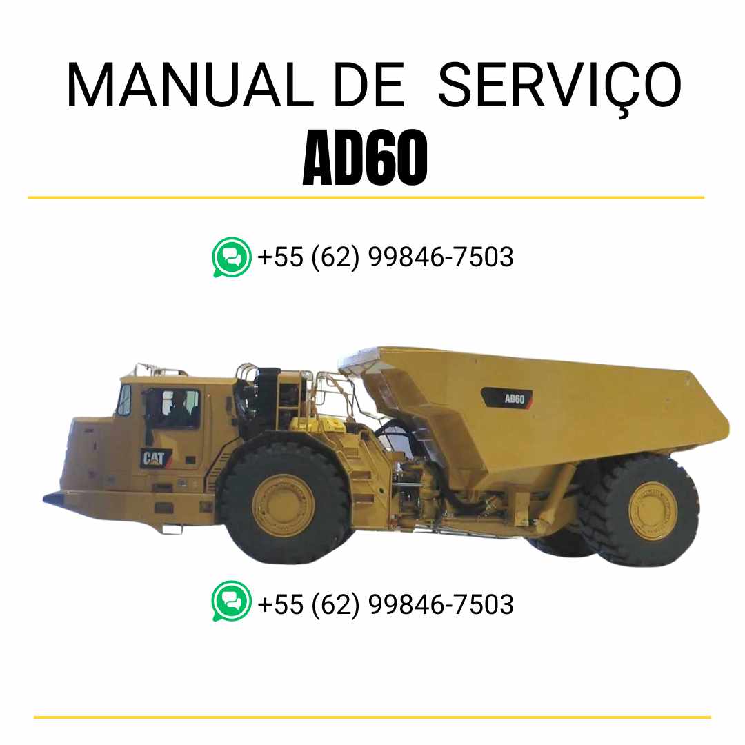 Manual de serviço Caterpillar AD60 caminhão articulado subterrâneo em inglês, guia completo de manutenção e instruções técnicas em PDF