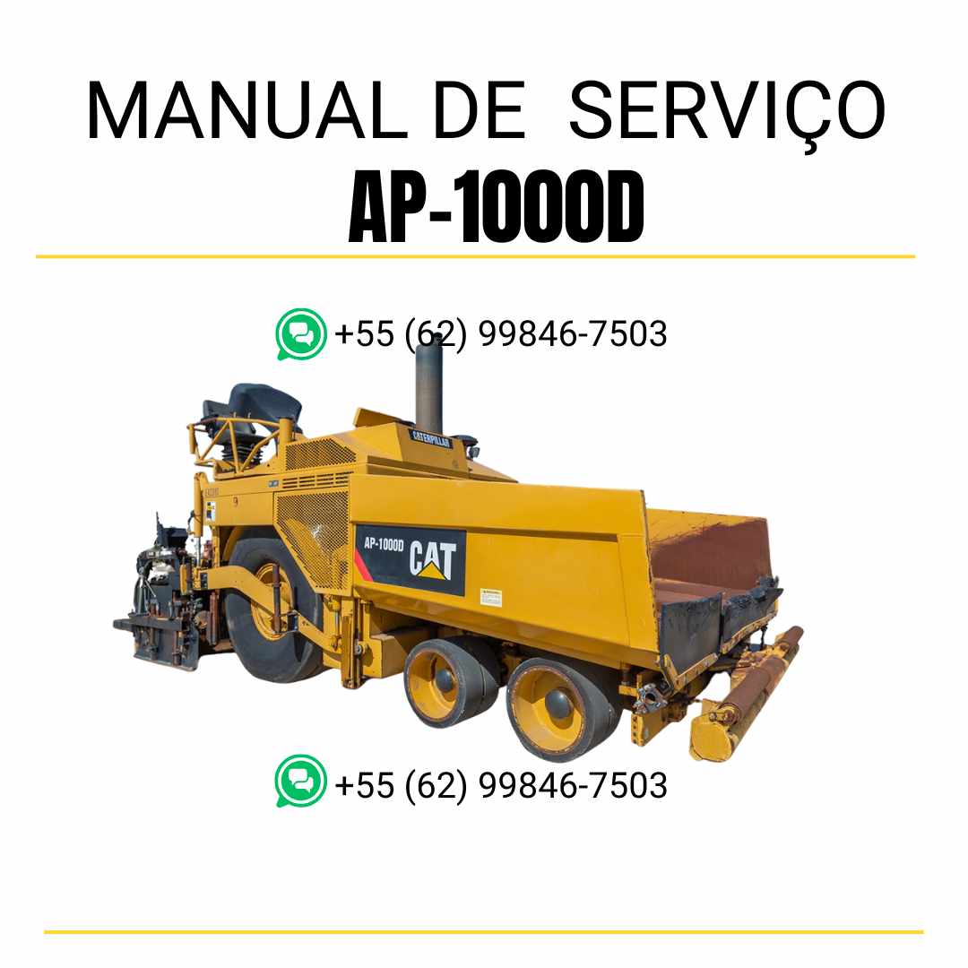 Manual de serviço Caterpillar AP-1000D pavimentadora de asfalto em PDF, material em inglês com instruções técnicas detalhadas para manutenção completa
