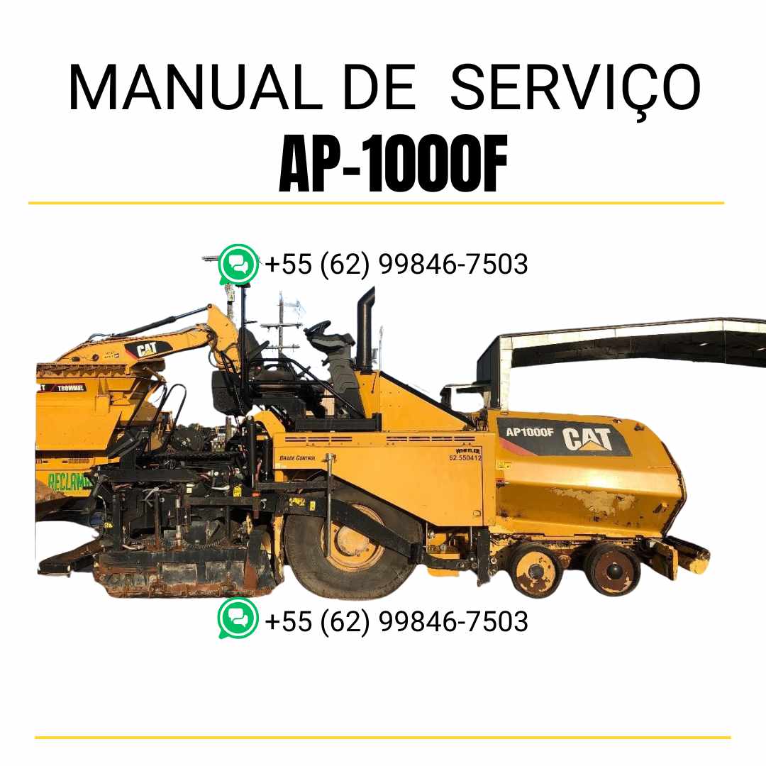 Manual de serviço Caterpillar AP-1000F pavimentadora de asfalto em PDF, conteúdo em inglês com guia técnico completo para manutenção e reparos