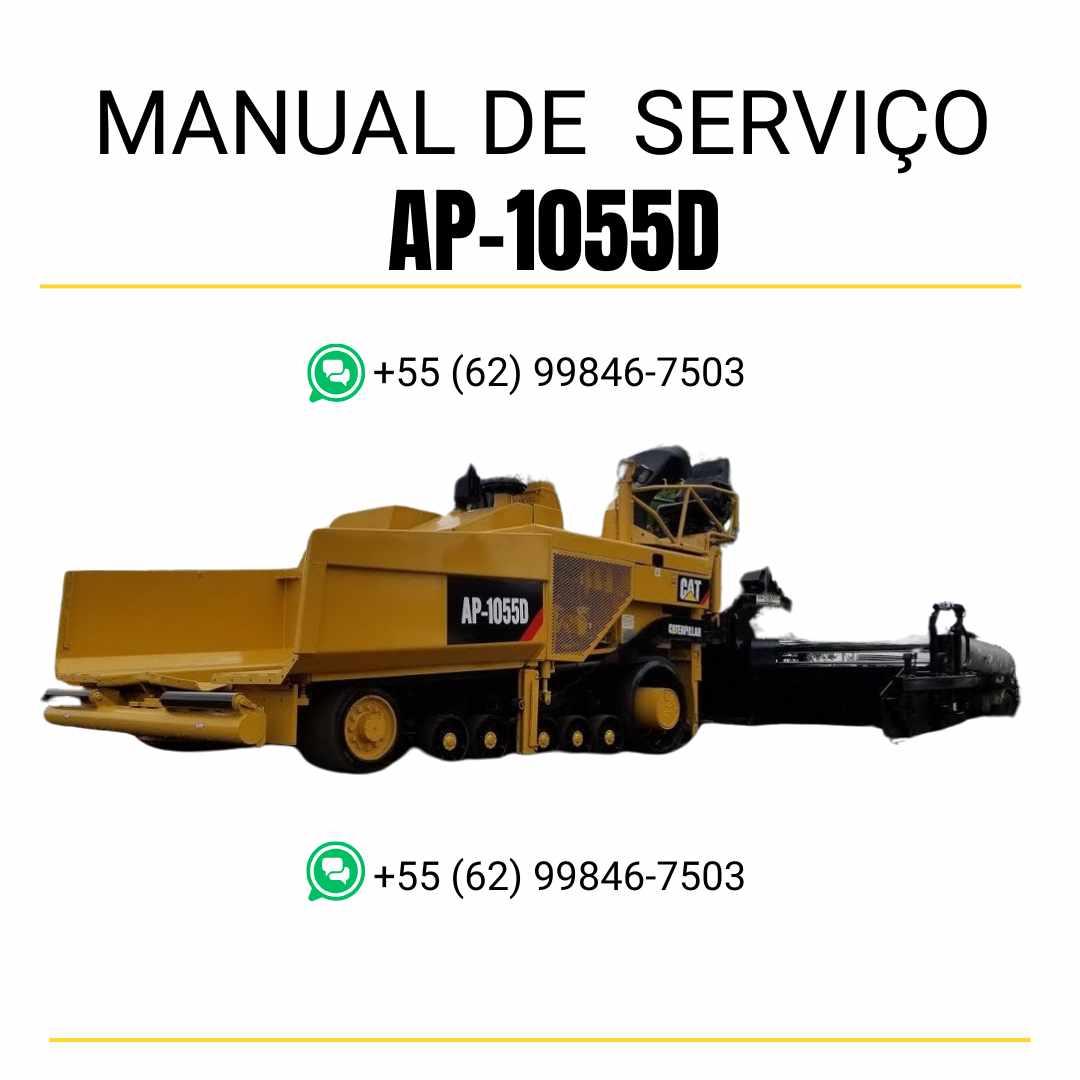 Manual de serviço Caterpillar AP-1055D pavimentadora de asfalto em PDF, conteúdo em inglês com guia técnico detalhado para manutenção e reparos