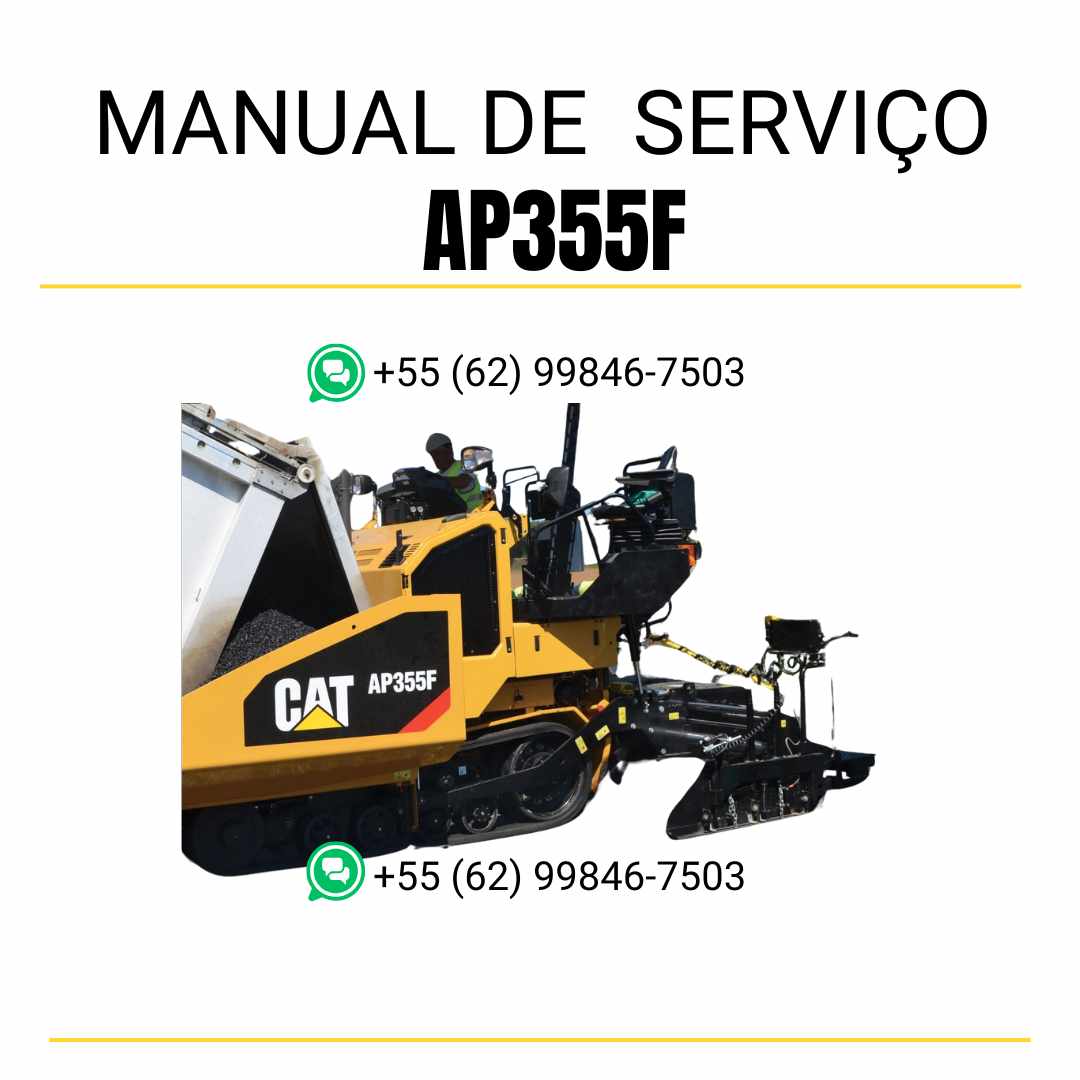 Manual de serviço Caterpillar AP355F pavimentadora de asfalto em PDF, material em inglês com guia técnico completo para manutenção e reparos