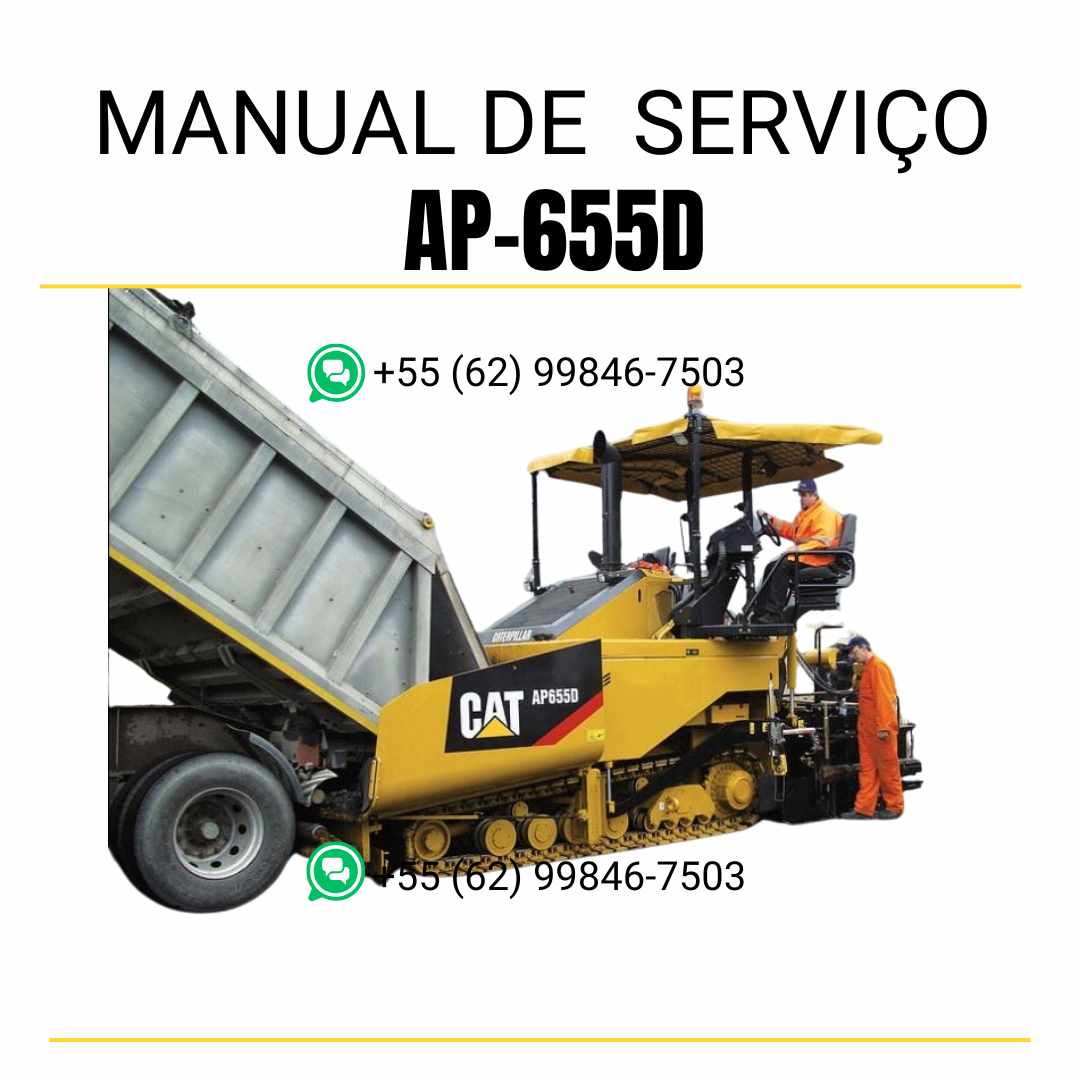 Manual de serviço Caterpillar AP-655D pavimentadora de asfalto em PDF, conteúdo em inglês com guia técnico detalhado para manutenção e reparos