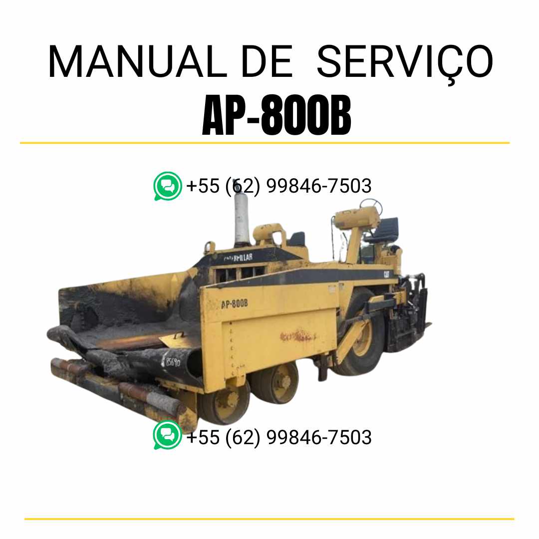 Manual de serviço Caterpillar AP-800B pavimentadora de asfalto em PDF, conteúdo em inglês com guia técnico detalhado para manutenção e reparos