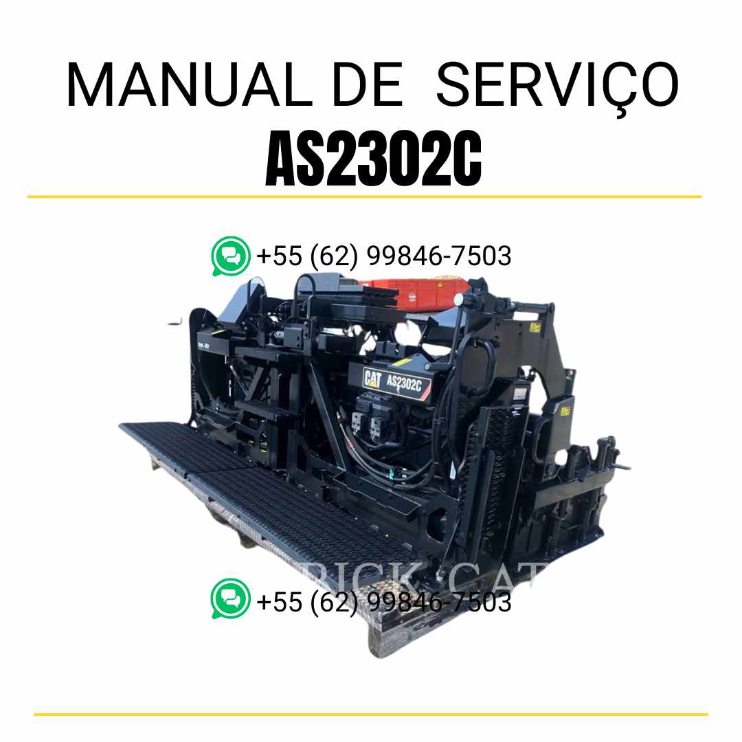 Manual de serviço Caterpillar AS2302C pavimentadora de asfalto em PDF, material em inglês com instruções técnicas detalhadas para manutenção e reparos