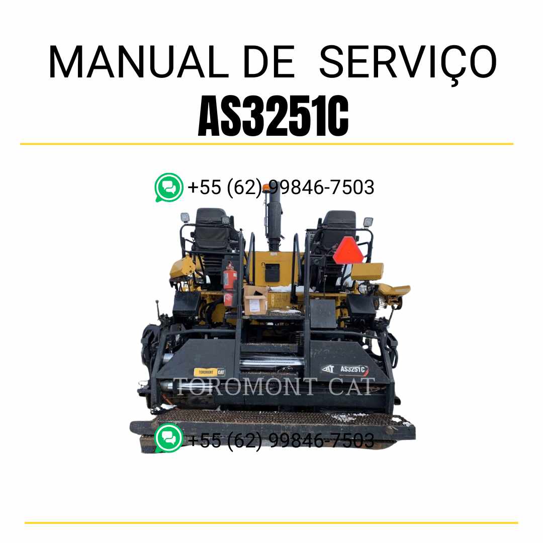 Manual de serviço Caterpillar AS3251C pavimentadora de asfalto em PDF, conteúdo em inglês com guia técnico detalhado para manutenção completa