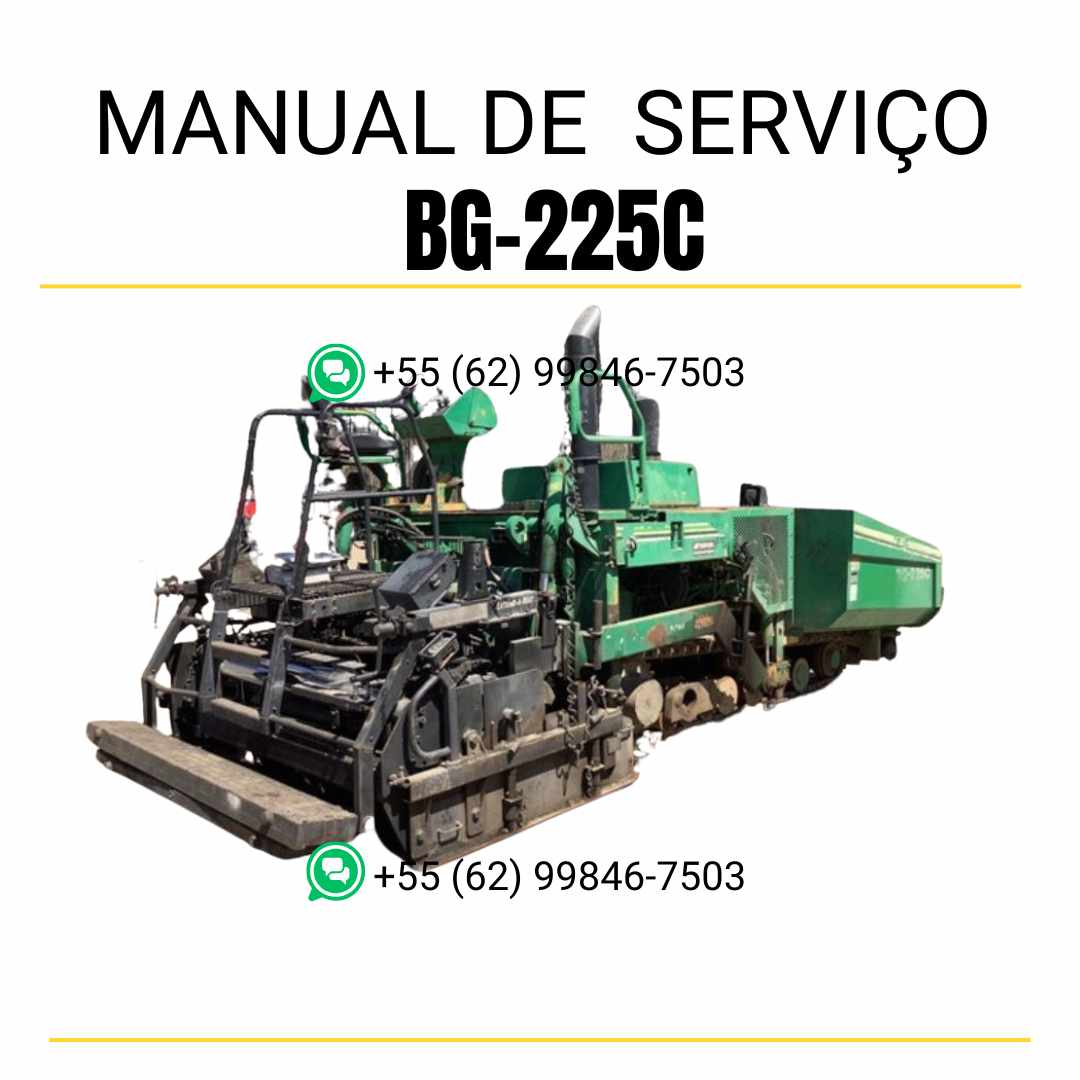 Manual de serviço Caterpillar BG-225C pavimentadora de asfalto em PDF, material em inglês com instruções técnicas detalhadas para manutenção completa