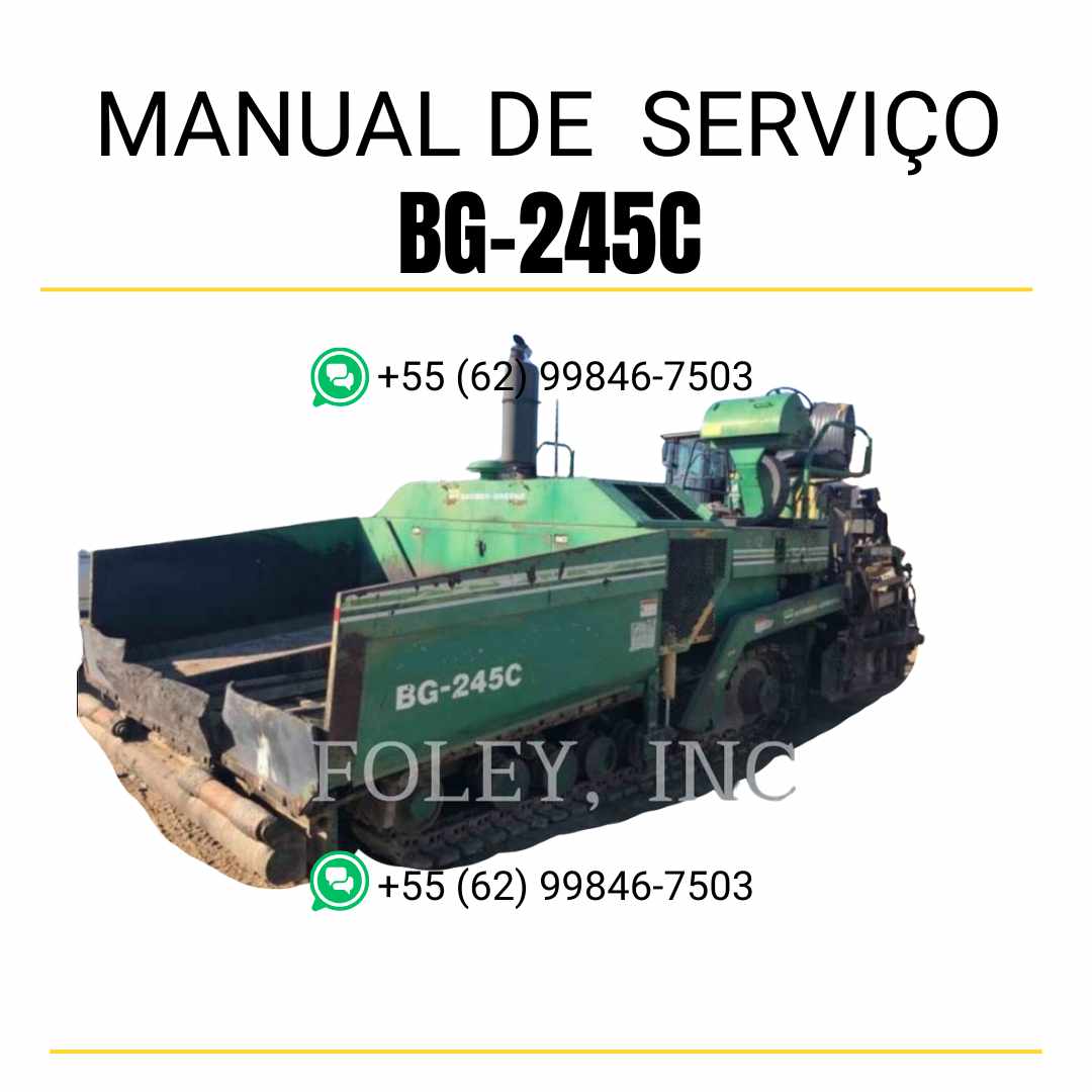 Manual de serviço Caterpillar BG-245C pavimentadora de asfalto em PDF, material em inglês com guia técnico completo para manutenção e reparos