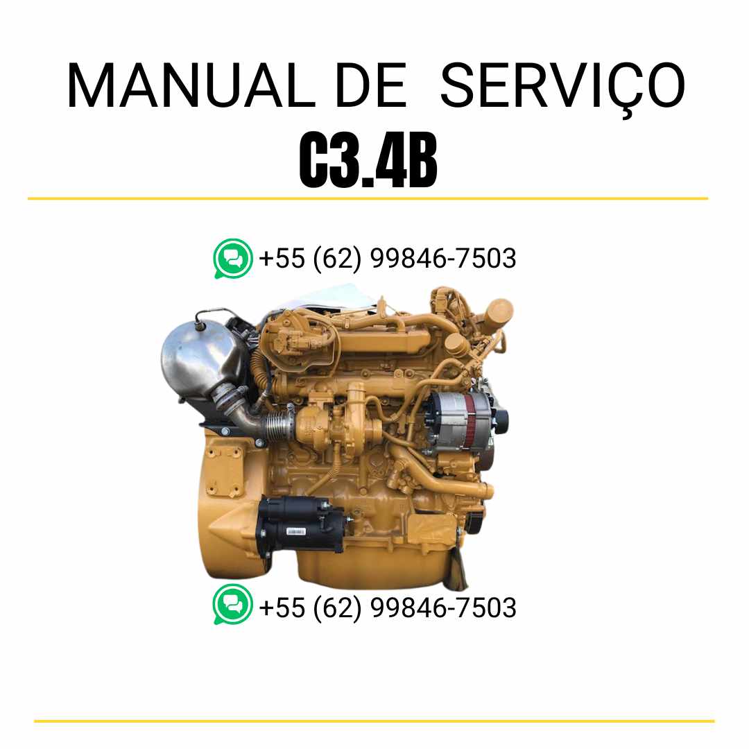 Manual de serviço do motor Caterpillar C3.4B em PDF, guia técnico completo com instruções detalhadas de manutenção e reparo ilustrado