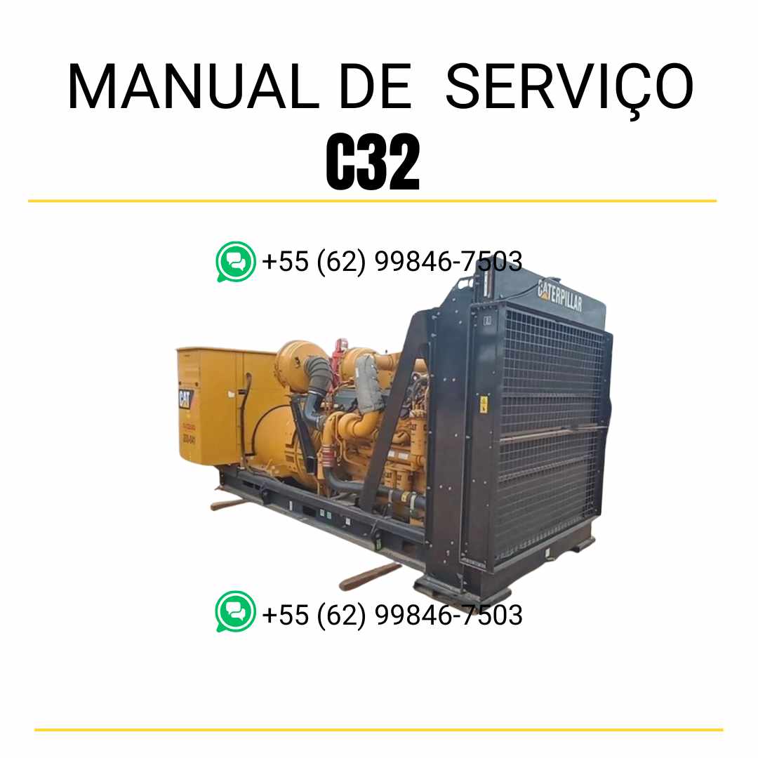 Manual de serviço do grupo gerador Caterpillar C32 em PDF, guia técnico completo com instruções detalhadas para manutenção, reparos e diagnóstico