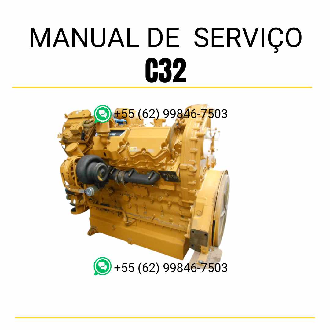 Manual de serviço do motor Caterpillar C32 em PDF, guia técnico ilustrado com instruções de reparo detalhadas e manutenção completa