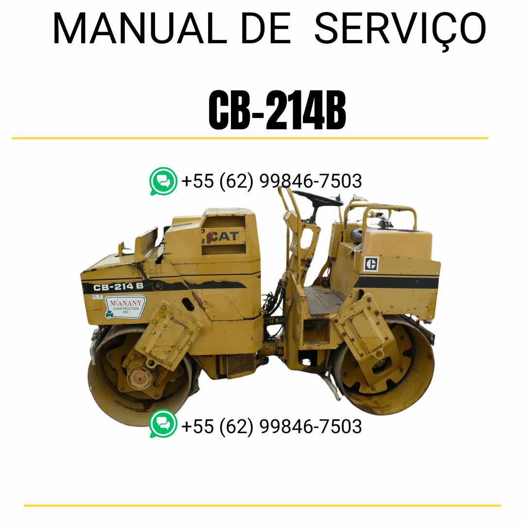 Manual de serviço Caterpillar CB-214B em inglês para rolo compactador vibratório, PDF completo com instruções técnicas detalhadas de manutenção e operação