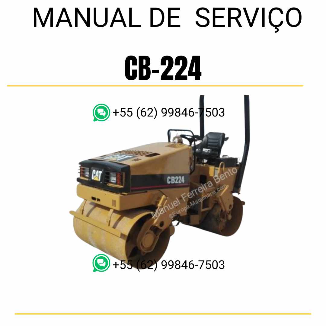 Manual de serviço Caterpillar CB-224 em inglês para rolo compactador vibratório, PDF técnico com instruções completas de manutenção e operação