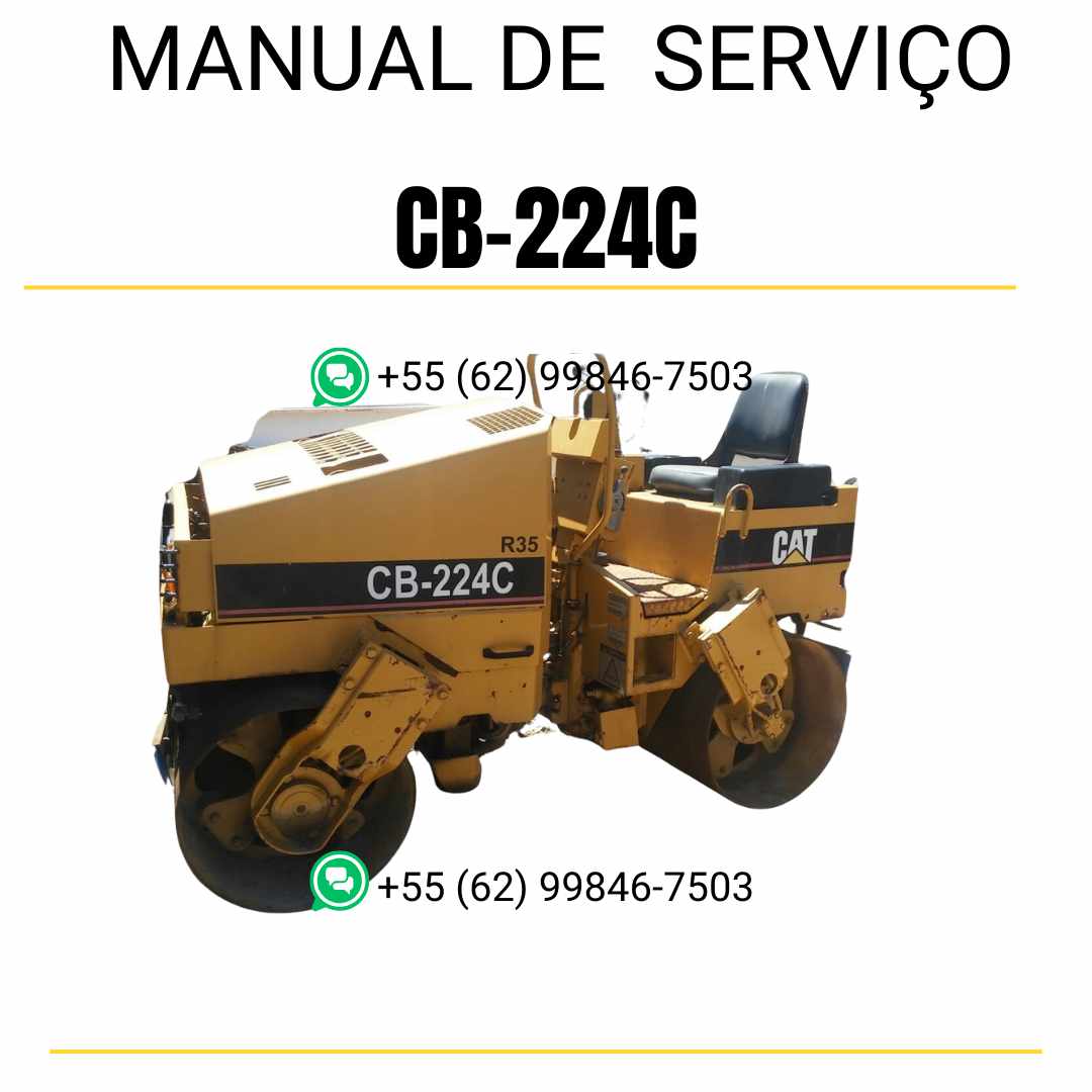 Manual de serviço Caterpillar CB-224C em inglês para rolo compactador vibratório, PDF técnico completo com procedimentos de manutenção