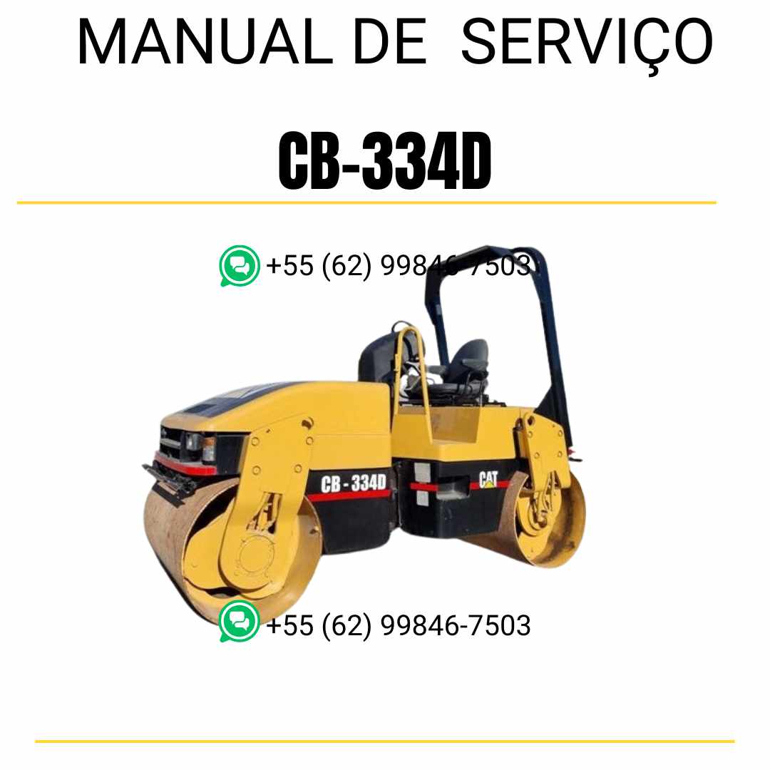 Manual de serviço Caterpillar CB-334D em inglês para rolo compactador vibratório, PDF técnico completo com instruções de manutenção e operação