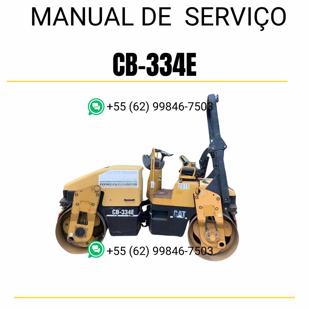 Manual de serviço Caterpillar CB-334E em inglês para rolo compactador vibratório, PDF técnico detalhado com instruções de manutenção e operação