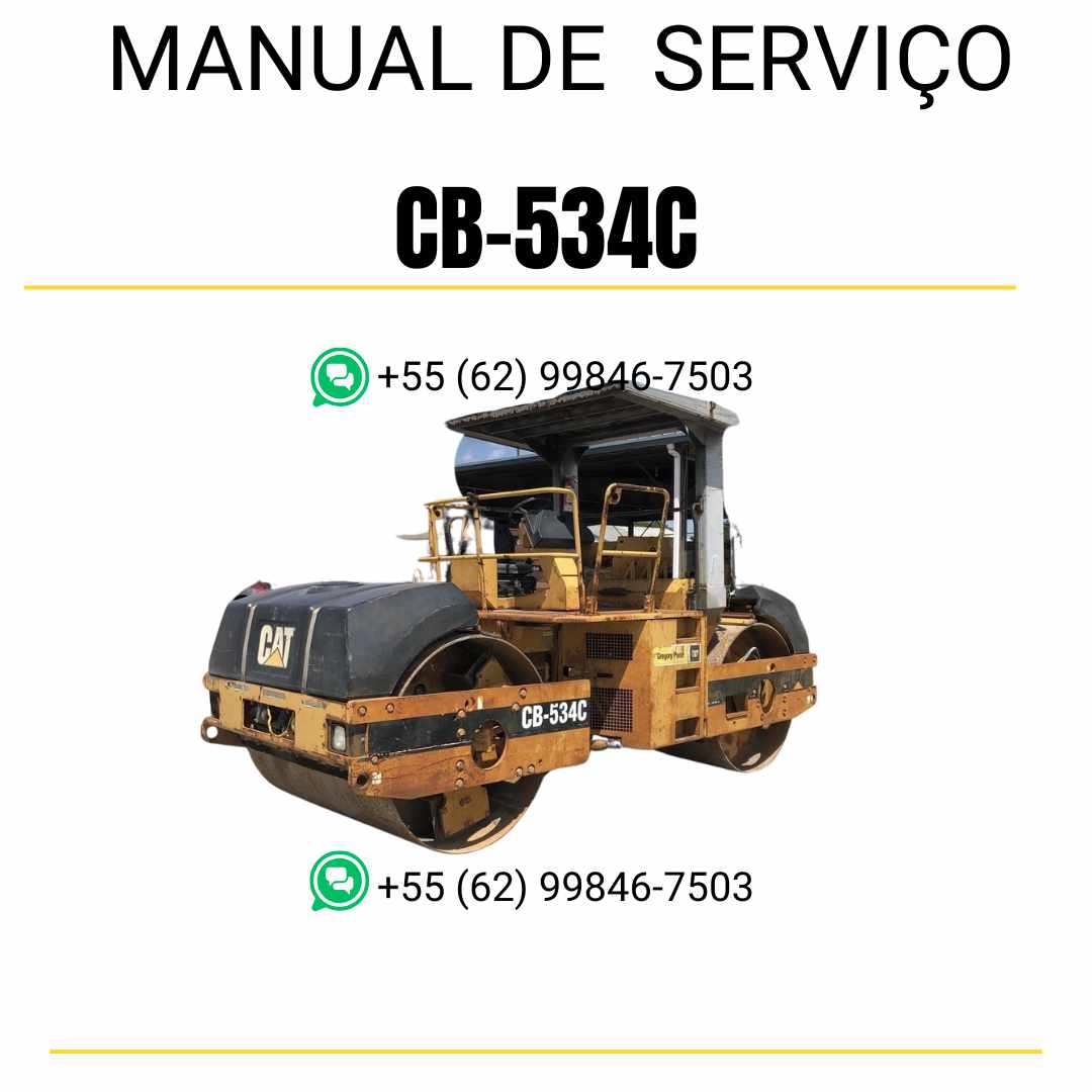 Manual de serviço Caterpillar CB-534C em inglês para rolo compactador vibratório, PDF técnico completo com instruções de manutenção