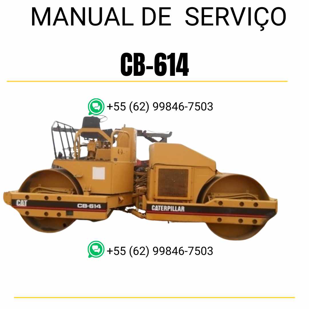 Manual de serviço Caterpillar CB-614 em inglês, PDF completo para rolo compactador vibratório com orientações técnicas de reparo e manutenção