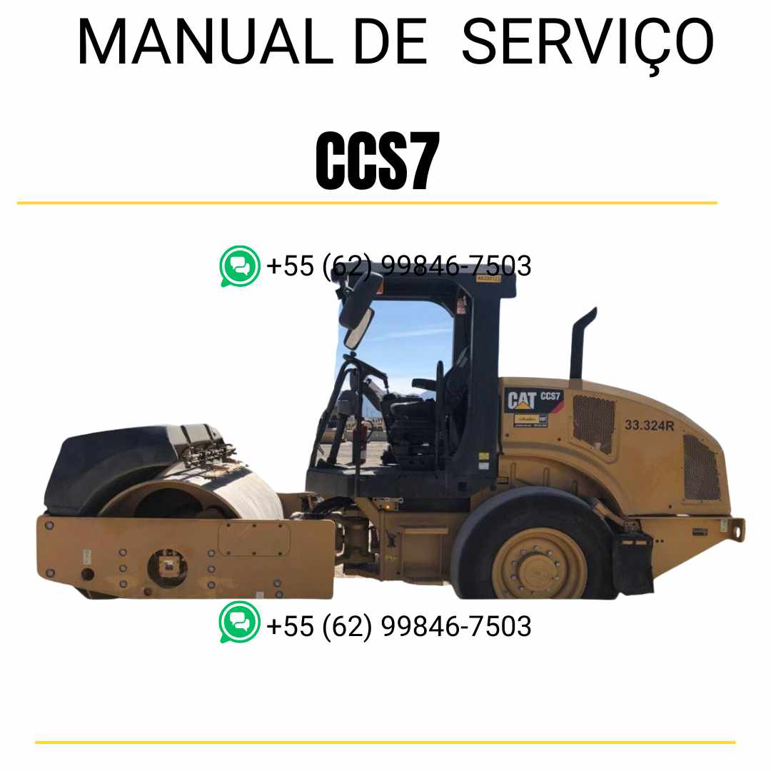 Manual de serviço Caterpillar CCS7 em inglês, PDF técnico para rolo compactador com orientações detalhadas de manutenção e procedimentos de reparo