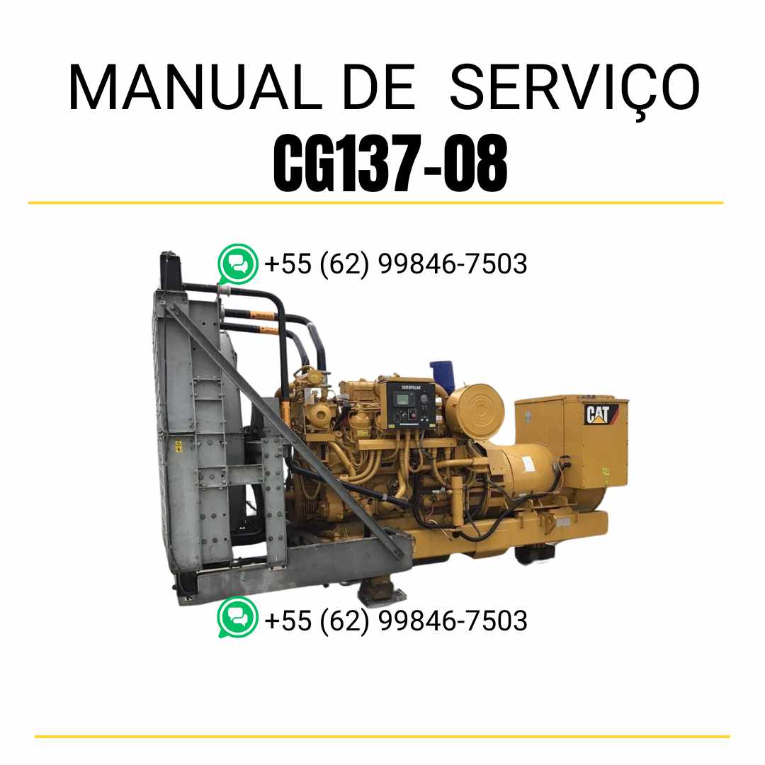 Manual de serviço do motor industrial Caterpillar CG137-08 em PDF, com instruções de manutenção, diagramas técnicos e guia detalhado de operação