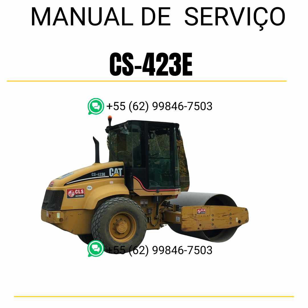 Manual de serviço Caterpillar CS-423E em inglês para rolo compactador vibratório, PDF completo com instruções detalhadas de manutenção e reparo