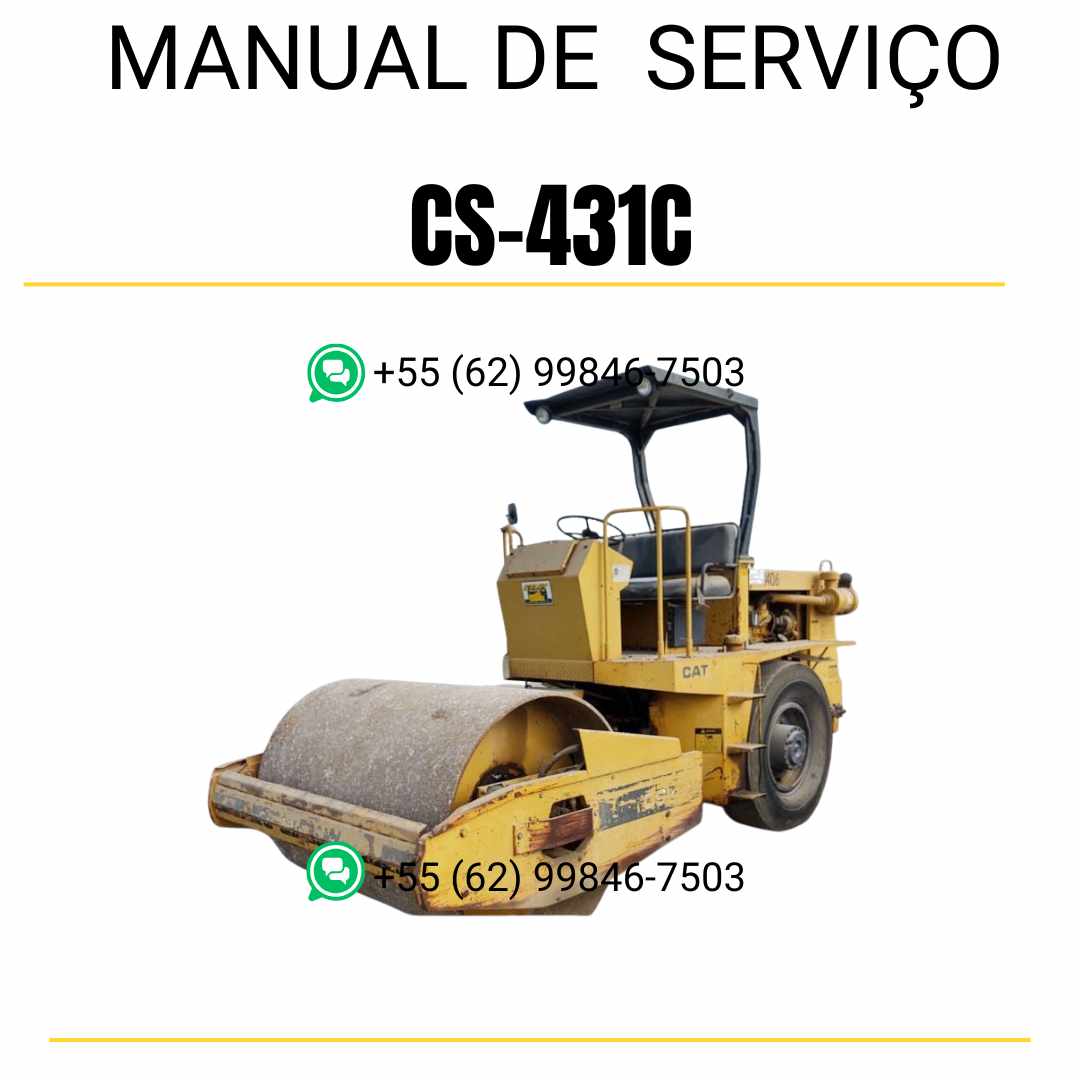 Manual de serviço Caterpillar CS-431C em inglês para rolo compactador vibratório, PDF técnico completo com guias de manutenção e instruções detalhadas