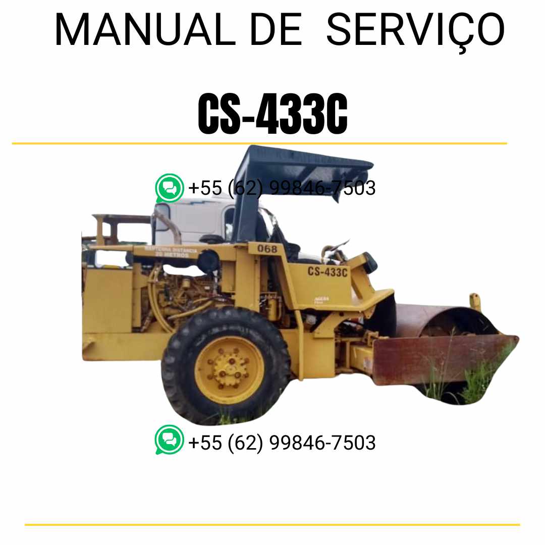Manual de serviço Caterpillar CS-433C em inglês para rolo compactador vibratório, PDF técnico completo com guias de manutenção e instruções detalhadas
