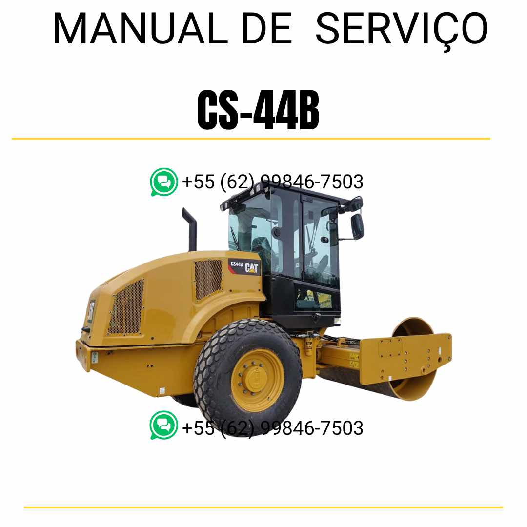 Manual de serviço Caterpillar CS-44B em inglês para rolo compactador vibratório, PDF completo com instruções técnicas de manutenção e guias detalhados