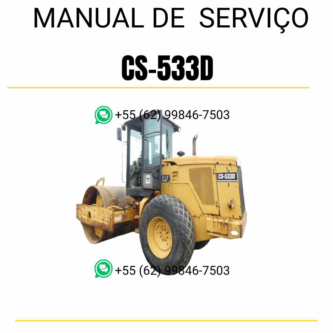 Manual de serviço Caterpillar CS-533D em inglês para rolo compactador vibratório, PDF completo com instruções técnicas detalhadas de manutenção e reparo