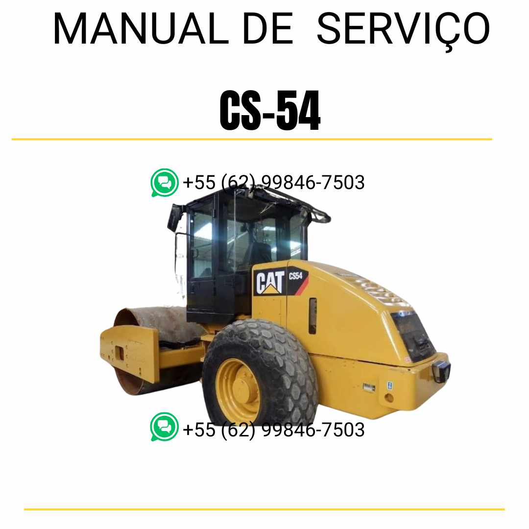 Manual de serviço Caterpillar CS-54 em inglês para rolo compactador vibratório, PDF técnico completo com guias de manutenção e instruções detalhadas