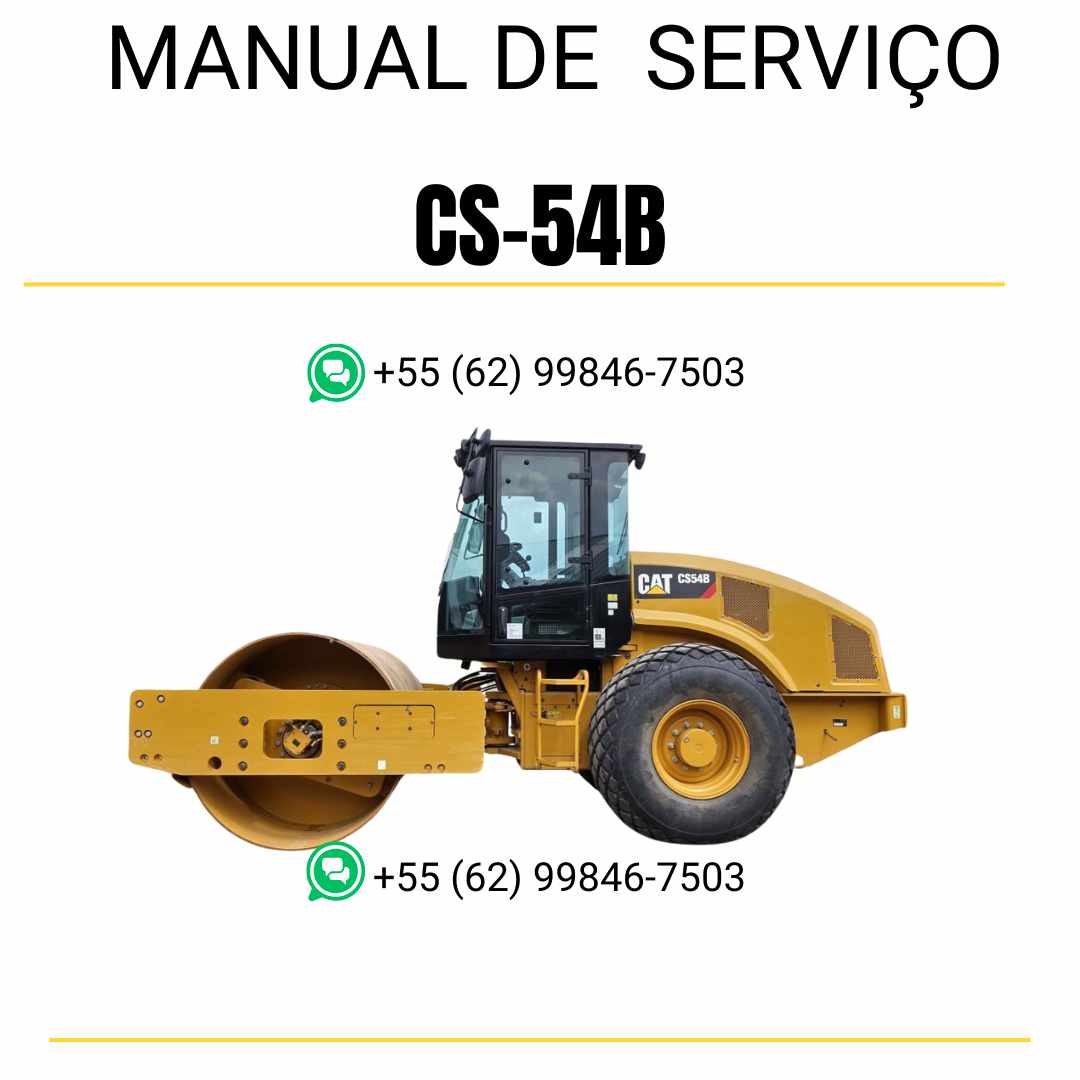 Manual de serviço Caterpillar CS-54B em inglês para rolo compactador vibratório, PDF completo com instruções técnicas detalhadas de manutenção e reparo