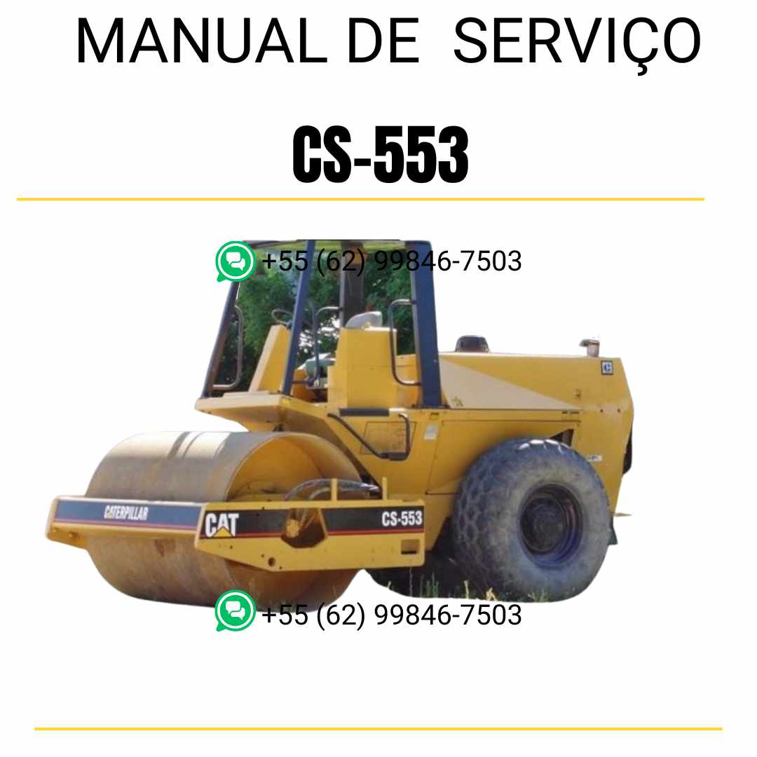 Manual de serviço Caterpillar CS-553 em inglês para rolo compactador vibratório, PDF técnico completo com guias detalhados de manutenção e instruções de reparo